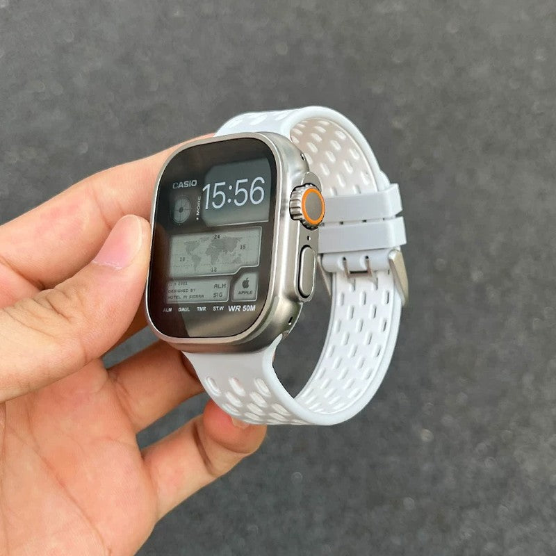 スターライト×ホワイト の シリコン スポーツ Apple Watch バンド