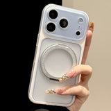 iPhone ケース バイカラー ホワイト×ブルー マット半透明 MagSafe対応