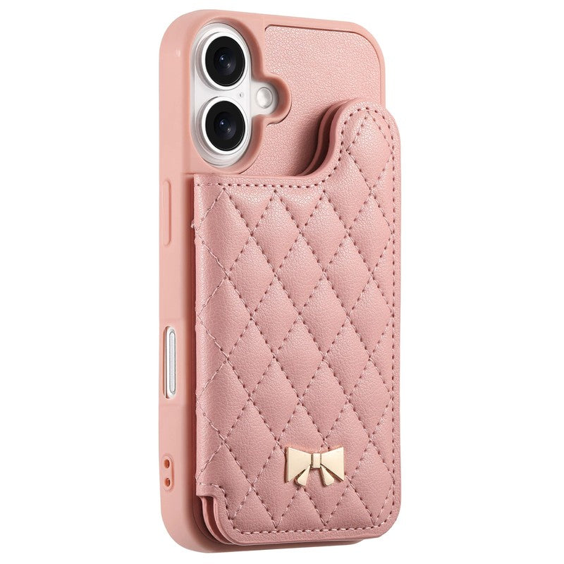 ピンク の キルティング 手帳型iPhoneケース