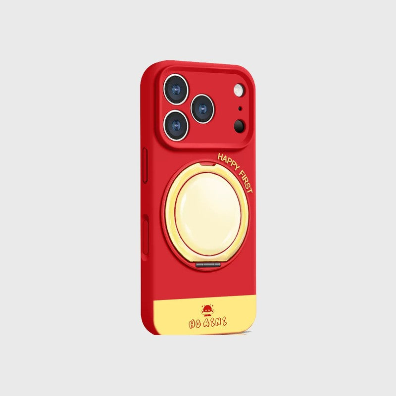 iPhone ケース シリコン リングスタンド クリムゾンレッド 単品 全包耐衝撃 ビビッド