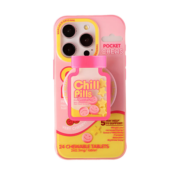 Pink Capsule Motif Magnet-Compatible Phone Case with Airbag Stand