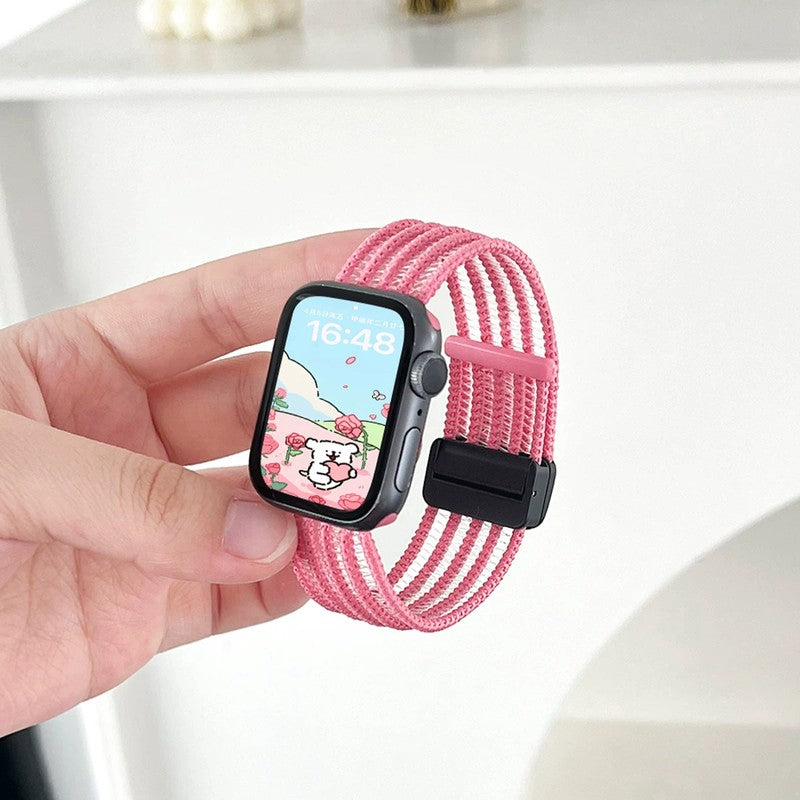 ピンク の ナイロンループ Apple Watch バンド