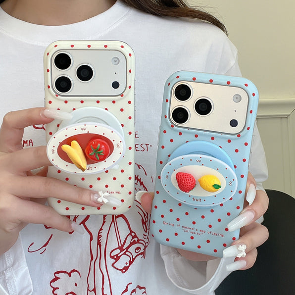 Red Polka Dot 3D Fruit Stand iPhone Case
