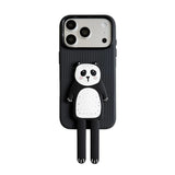 iPhone ケース ブラックパンダ ロングレッグ シリコン マット スタンド