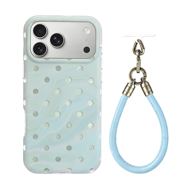マーブルドット IMD iPhoneケース ブルー リストストラップ付き