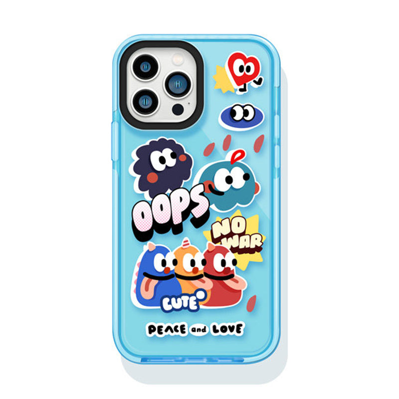 ライトブルー ピースモンスター 半透明 iPhoneケース