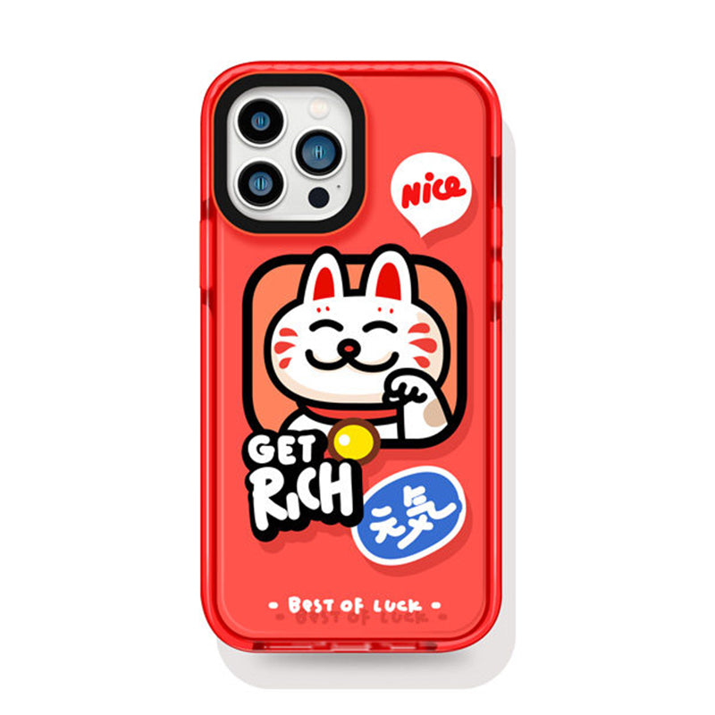 レッド 招き猫 半透明 iPhoneケース