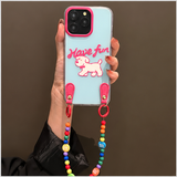 マルチカラービーズのスマホストラップ使用イメージ