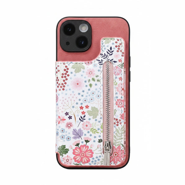 Floral Card Pocket iPhone Case with Stand