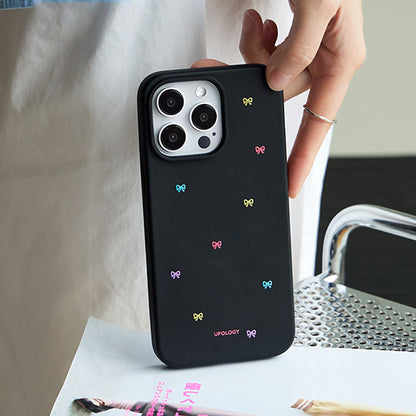 スイートなリボンモチーフ生分解性素材マグネット式スマホケース