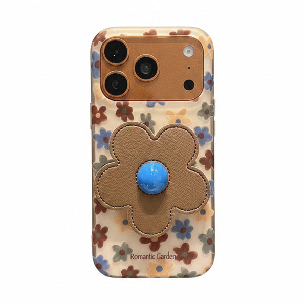 iPhone Case Small Floral Pattern Flower Stand Shoulder Strap