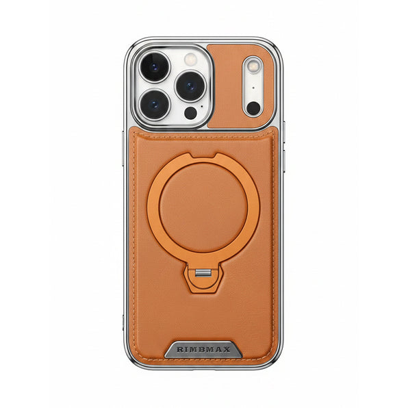 MagSafe Compatible Rotating Stand Leather-Style iPhone Case