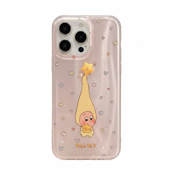 Glitter Clear iPhone Case with Rotating Charm