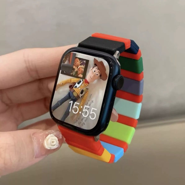 Color-block Silicone Apple Watch Band - Available in 3 Colors and 3 Sizes - Compatible with Series 1–12 / SE / Ultra