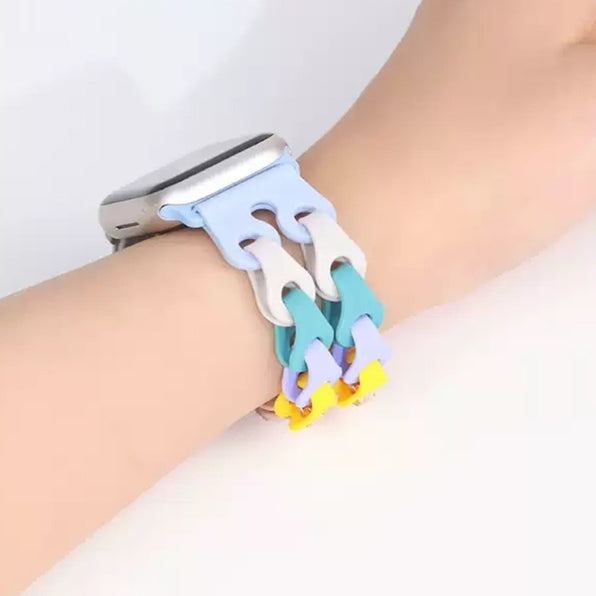 Chain Design Silicone Apple Watch Band - 23 Colorful Options