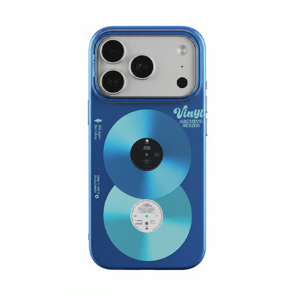 MagSafe Compatible Metallic iPhone Case with Record Design