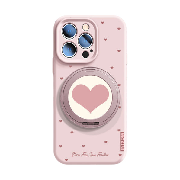ハート360度回転スタンド付きMagSafe対応iPhoneケース ライトピンク(単品)