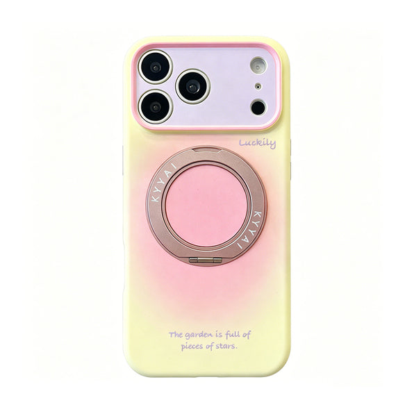 Stylish Gradient Color 360° Rotating Stand Integrated Silicone iPhone Case - 6 Colors