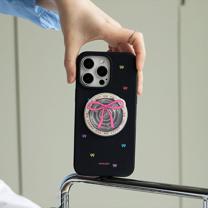 スイートなリボンモチーフ生分解性素材マグネット式スマホケース
