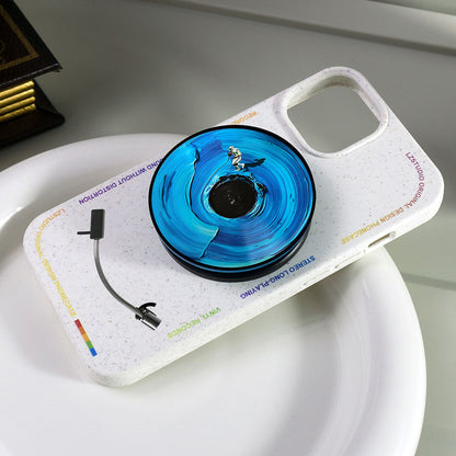 レトロ回転アナログレコードデザイン伸縮式マグネットスマホスタンド