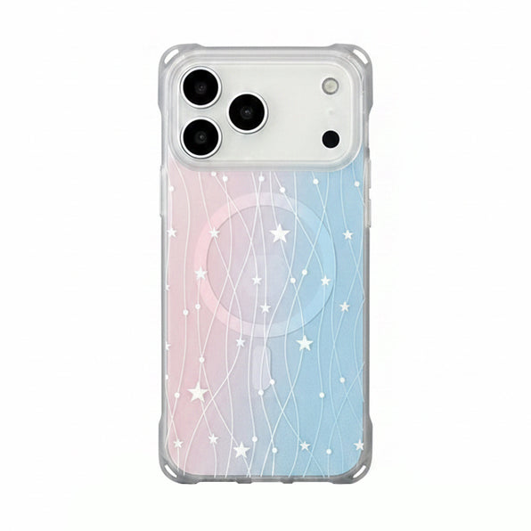 MagSafe Clear iPhone Case with Bear and Star Pattern and Chain