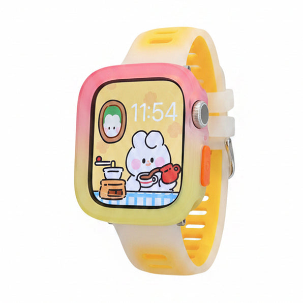 [2-piece set] Jelly color two-tone silicone Apple Watch band with gradient case