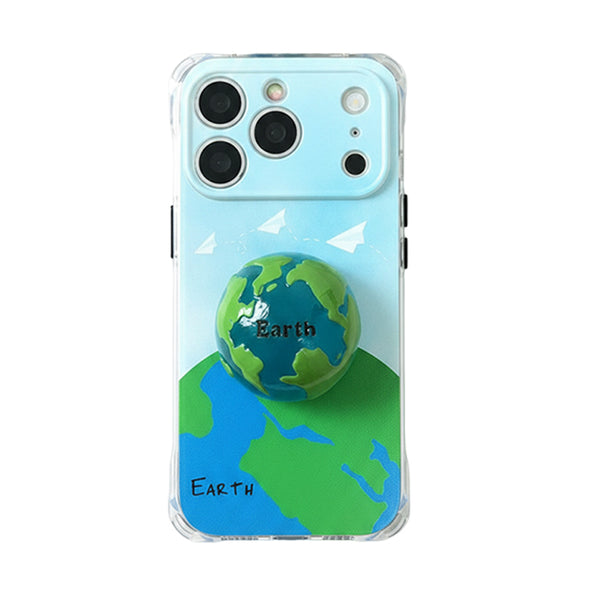 3D Earth Stand Shoulder Strap iPhone Case
