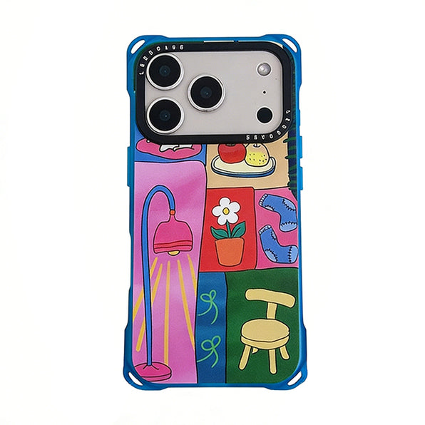 Dopamine Color Scheme Two-Tone iPhone Case with 2-Way Strap and Edge-to-Edge Design