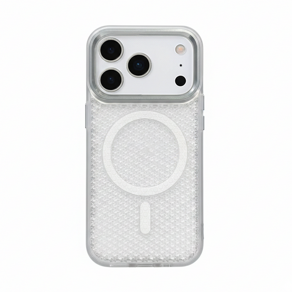 iPhone 17/16/15/14/13 MagSafe ケース ハニカム放熱 メッシュ クリア 超薄 涼感