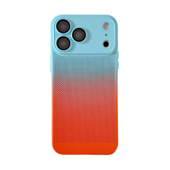 ブルー×オレンジ 放熱メッシュ iPhoneケース 白底
