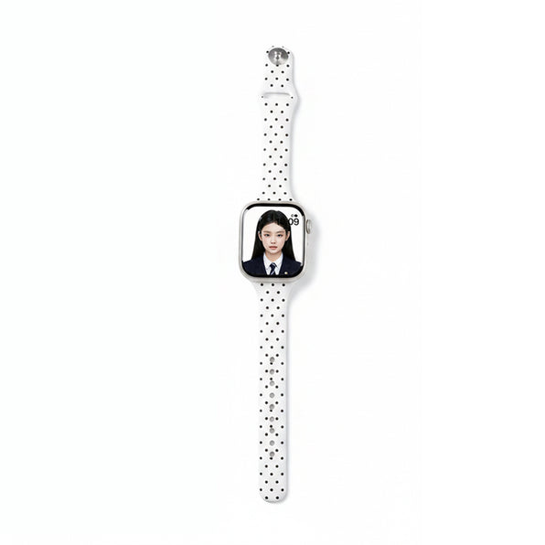 Korean-Style Dotted Silicone Apple Watch Band - 2 Colors Available