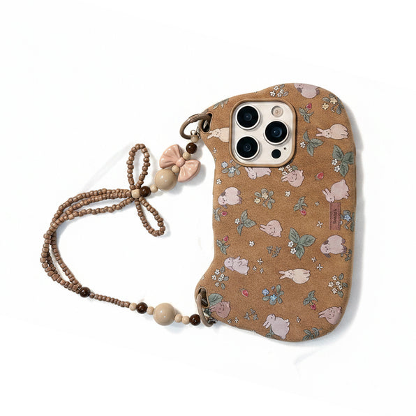 Floral pattern rabbit retro brown with chain cute
