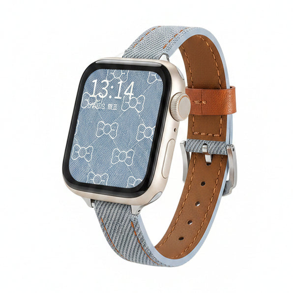 Slim Denim-Style x PU Leather Apple Watch Band - 4 Colors