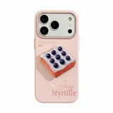 ピンク ブルーベリートースト(スタンド付き)のベーカリーモチーフ グリップスタンド iPhoneケース