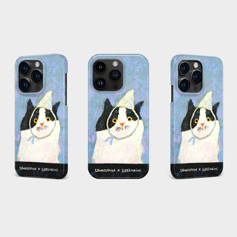 「油絵風」 可愛い猫のイラスト油絵風フルカバーソフトケース/二重構造スマホケース
