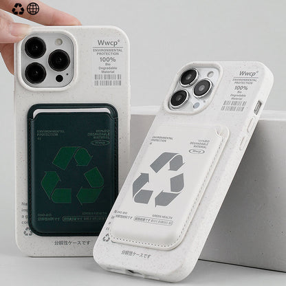 シンプルで肌触りが良い生分解性マグネット式スマホケース+カードホルダー