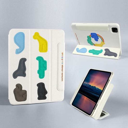 カートゥーン小動物モチーフオリジナル三つ折り式iPadケース