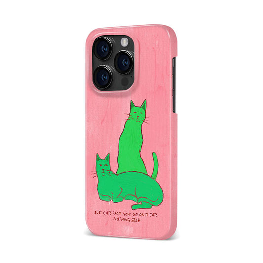 グリーン猫モチーフアート感あふれる二重構造フィルム加工スマホケース