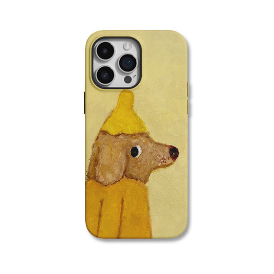 油絵風かわいいワンちゃん二重構造マグネット式スマホケース
