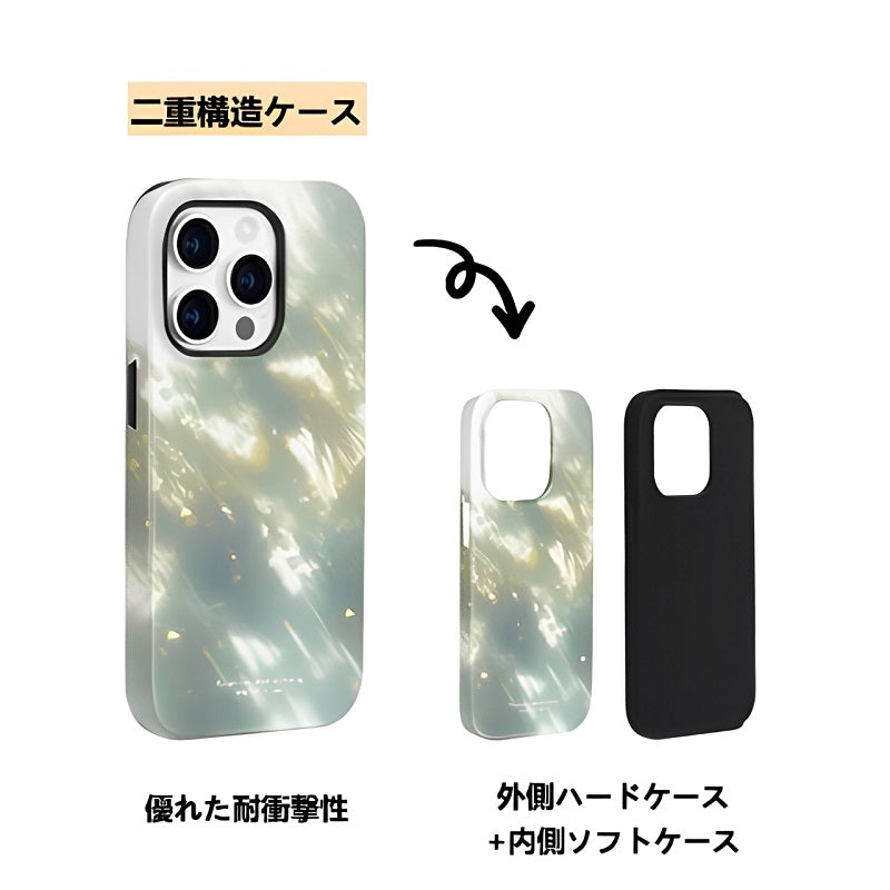 「光の方向」シンプルな光と影のアート風デザイン二重構造スマホケース