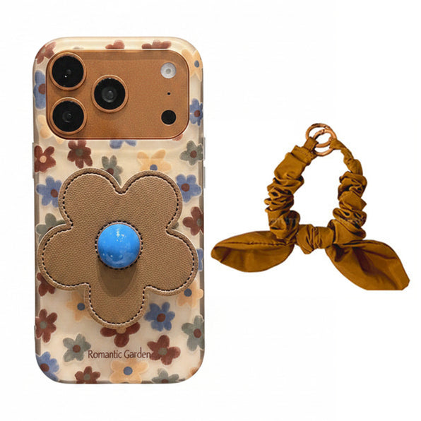iPhone Case Small Floral Pattern Flower Stand Shoulder Strap