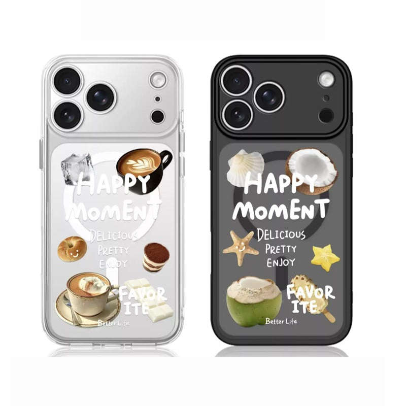 iPhone ケース カフェケーキ柄 × クリア コーヒー・ティラミス・スイーツ食べ物デザイン iPhone 17/16/15/14/13 全15機種対応 ニッチ かわいい おしゃれ