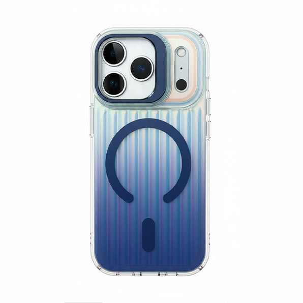 Suitcase-motif holographic gradient magnetic matte smartphone case (available in 5 colors)