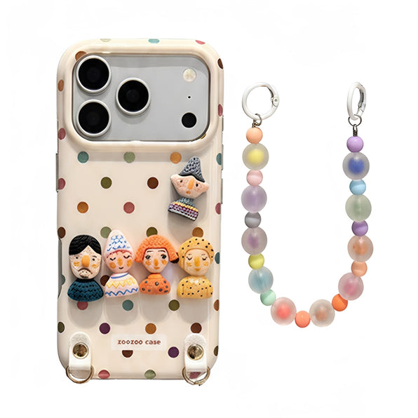 Polka Dot 3D Mascot iPhone Case with Strap