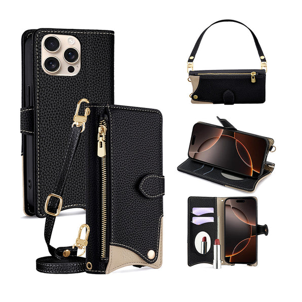 iPhone Case, Wallet Type, Crossbody Strap, Multi-functional