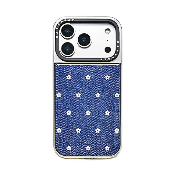 iPhone Case Navy Floral Electroplated Chain