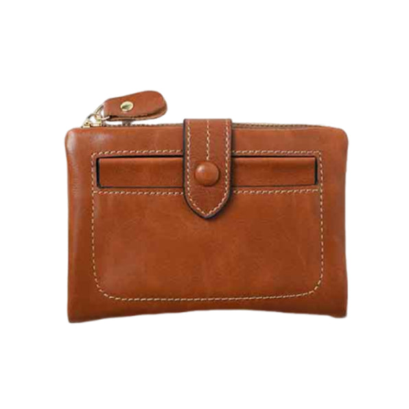 Genuine Leather Retro Women's Compact Wallet with Large Card Capacity - 5 Colors