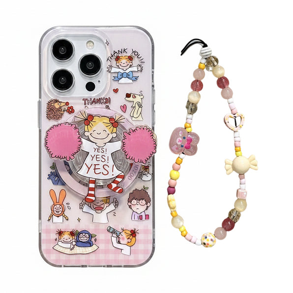 Hand-drawn illustration clear iPhone case with stand
