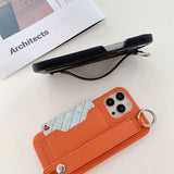 カード収納付きiPhoneケース｜手首ストラップ×レザー