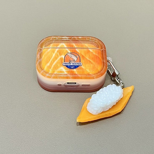 AirPods Pro 3 ケース Pro 2 / AirPods 4/5 / 3 対応 クリア IMD かわいい サーモン×寿司フードモチーフ